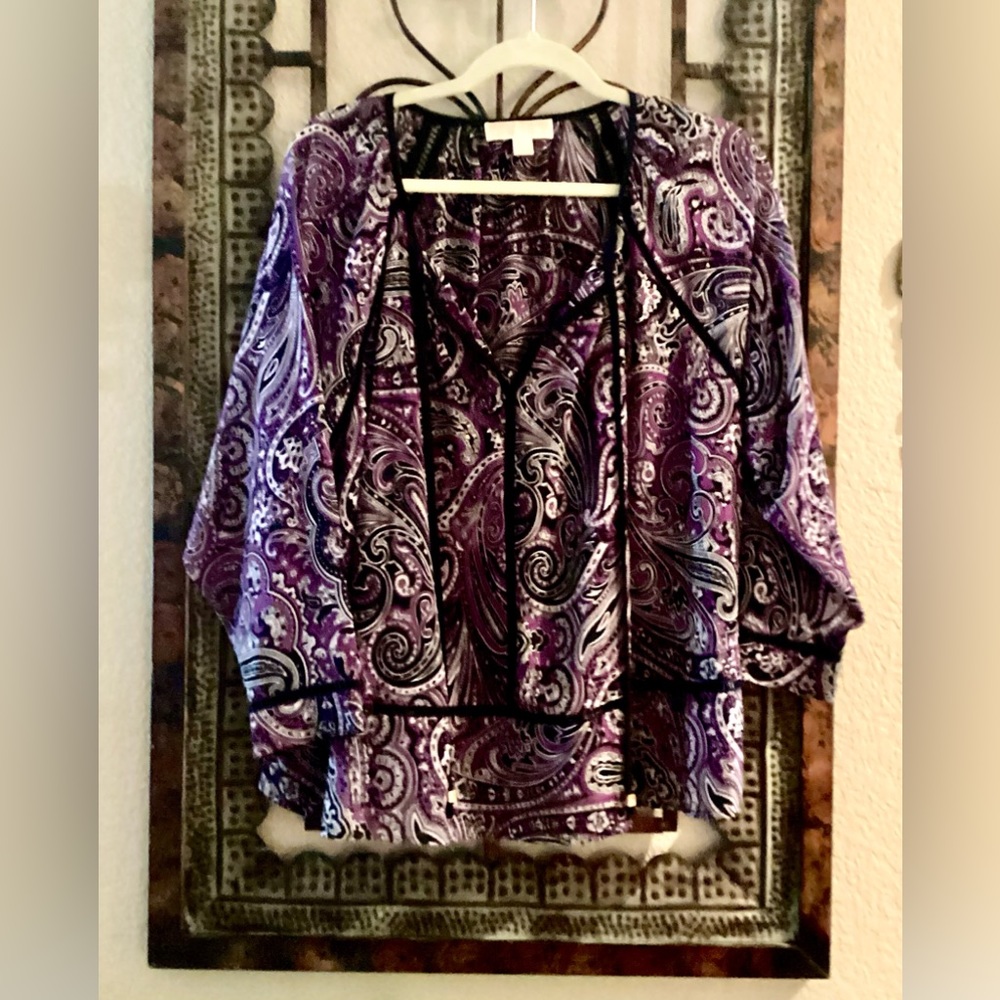 Michael Kors Women's Long Sleeve V Neck Top